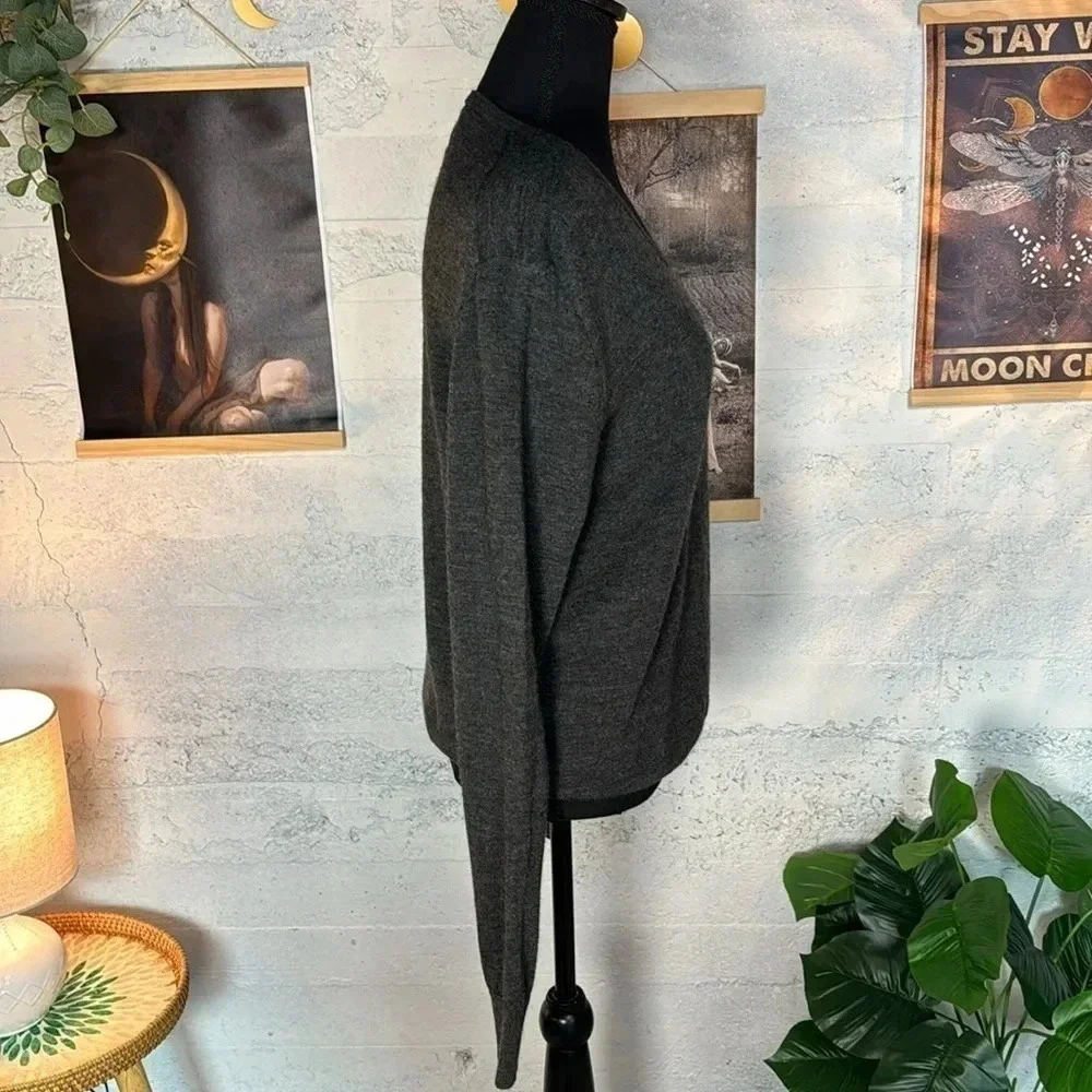 Polo Ralph Lauren Custom Fit Merino Wool V-Neck Gray Sweater Size Large